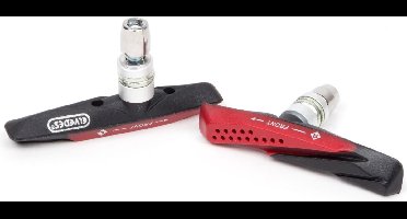 Elvedes V-brake remblokken - Dual compound - 72 mm - Voor nat en droog weer - Zwart met rode accenten