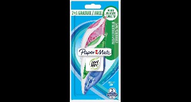 Paper Mate vloeibaar papier DryLine Grip correctietape | roze en blauw | 2 stuks
