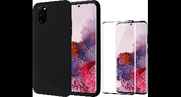 Hoesje geschikt voor Samsung S20 - Liquid Siliconen Case + Screenprotector Full - Zwart