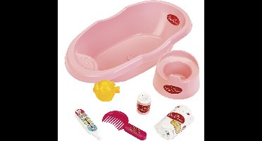 Klein Toys Princess Baby Coralie poppenverzorging - poppenbadje 41cm - incl accessoires - met potje - roze