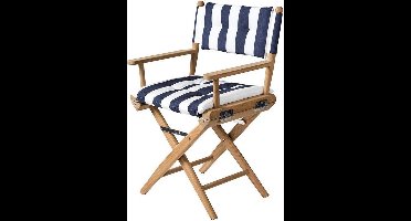 Regisseursstoel Teak DeLuxe met Navy Wit kussenset
