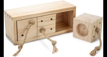 Beeztees Ibor - Knaagdierspeelgoed - Trainingsspel voor Knaagdier - Konijn - Hout - 20cm