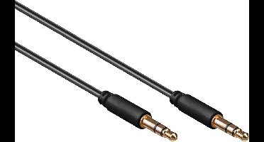 3,5mm Jack stereo audio slim kabel / zwart - 1 meter