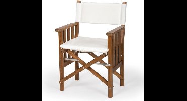 Regisseursstoel II Teak Premium met Witte kussenset (Geolied)