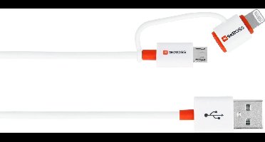 Skross Apple iPad/iPhone/iPod Aansluitkabel [1x USB - 1x Micro-USB-stekker, Apple dock-stekker Lightning] 1.00 m Wit