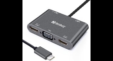 Sandberg - 136-35 - USB-C Dock 2xHDMI+1xVGA+USB+PD