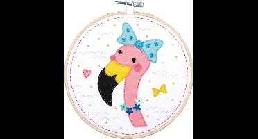 Vervaco - Knutselkit met vilt - Flamingo - PN-0186176 - Borduren - Borduurpakket - Borduurpakket volwassenen - Borduurpakket kind