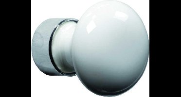 Meubelknop Paddenstoel porselein 30mm wit/glans nikkel