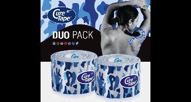 CureTape® Art Army Blue - Kinesiotape - Voordeelset 2 rollen Army Blue 5cm x 5m - Kinesiotape met een Army print - CureTape Classic met een print - elastische tape voor blessures en klachten