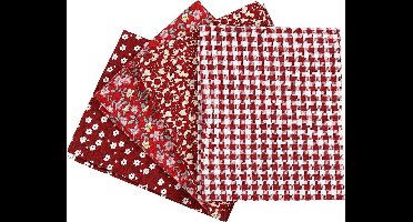 Patchwork stof, afm 45x55 cm, 100 gr, rood, 4 stuk/ 1 bol