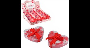 Verhaak Badconfetti -  Valentijn Cadeautje Vrouw – Hartvorm met Geschenksdoos - 2 stuks – Wit en Rood