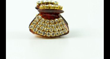 Haarklem mini bruin  strass