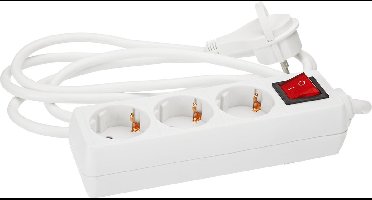 EGB stekkerdoos - 3-voudig - 3 meter - wit - platte stekker