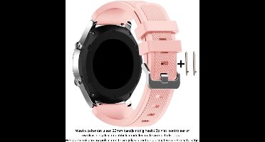 Siliconen Bandje - Geschikt voor 22 mm Smartwatches - Lichtroze - Wearablebandje