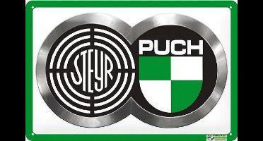 Steyer Puch Logo.  Metalen wandbord  20 x 30 cm.