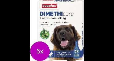 Beaphar Dimethicare Line-On Hond - Anti vlooien en tekenmiddel - 5 x 6x4.5 ml Van 30kg