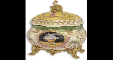 Porseleinen doosje - Bloemen en planten - Brons - 17 cm hoog