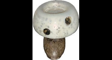 Waxinelichtjeshouder paddenstoel zilver stip 20 cm