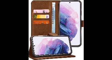 Hoesje geschikt voor Samsung S21 - Book Case Kunstleer Wallet - Bruin