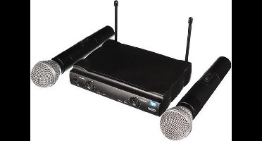 HQ-Power UHF-microfoon, draadloos, 2 kanalen, 2 microfoons, 863.05 MHz + 854.00 MHz