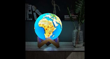 Mikamax Wereldbol Lamp - Handgeschilderd - Led Touch Lamp - 3 licht standen