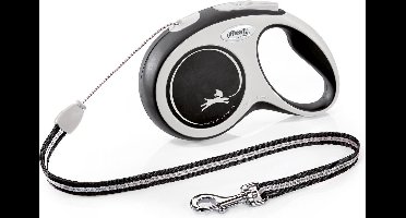 Flexi New Comfort - Rollijn Hondenriem - Koord - S - 8 m - Zwart Grijs - Middelgrote Honden