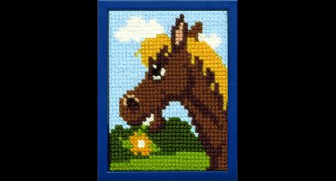 Pako kinderborduurpakket kruissteek- Paard - geprint stramien- 027.030 - DIY kids kit