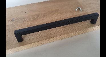 Handgreep 236mm, Hartafstand 224mm + bevestigingsbouten - Voor Kast, Keukenkast, Lade Of Deurtje - Vierkante Luxe Greep Inclusief Schroeven - Strak Meubelbeslag - Hoogwaardig Metaal - Modern Zwart