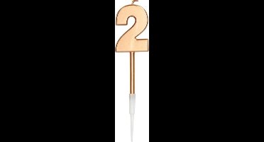 Folat - Verjaardagskaars 2 Roségoud Metallic