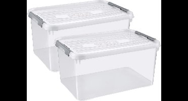 Curver Handy+ Opbergbox - 50L - 2 stuks - Transparant met deksel