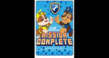 Paw Patrol plaid - 150 x 100 centimeter - PAW pups Rubble en Chase deken - blauw