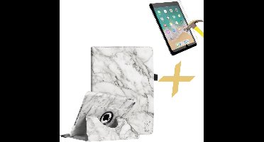 Hoes + Screenprotector geschikt voor Apple iPad Air 10.5 (2019) / Pro 10.5 (2017) - Book Case 360 Graden Draaibare Cover - Marmer