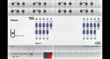 Theben 4940285 DM 8-2 T KNX 8-voudige universele dimactor FIX2 met dimbereik 0-100 %, ballast