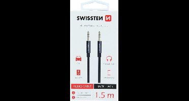 Swissten Audio Aux Kabel - Jack 3.5MM naar Jack 3.5MM - Zwart