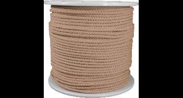 Polyester Touw – 200 meter – 5mm - Beige – Gevlochten koord - Haspel