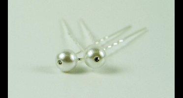 Haarpinnen parel wit met steentje