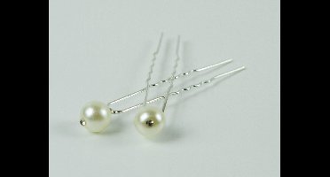 Haarpinnen parel crème met steentje