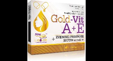 Gold-Vit A+E 30, teunisbloemolie bevat met vitamine A, E, biotine. Het preparaat is geproduceerd met innovatieve Flow Caps Liquid TechnologyTM die een snelle opname in het lichaam garandeert en een hoge kwaliteit van de gebruikte ingrediënten behoudt