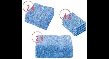 De Witte Lietaer Stéphanie Badhanddoeken Set van 8 Jester Sky Blue