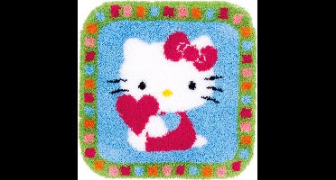 Vervaco - Knoopvormtapijt kit - Hello Kitty met hartje - PN-0153808 - Borduren - Borduurpakket - Borduurpakket volwassenen - Borduurpakket kind