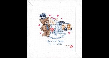 Vervaco - Telpakket kit - Huwelijk - Popcorn trouwt - PN-0143715 - Borduren - Borduurpakket - Borduurpakket Huwelijk - Borduurpakket volwassenen