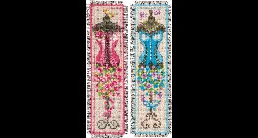 Vervaco - Bladwijzer kit - Retro paspoppen set van 2 - PN-0155785 - Borduren - Borduurpakket - Borduurpakket volwassenen - Borduurpakket kind