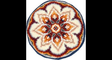 Vervaco - Rond jeans kruissteekkussen kit - Geometrische bloem - PN-0144831 - Borduren - Borduurpakket - Borduurpakket volwassenen - Borduurpakket kind