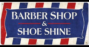 Barber Shop - Shoe Shine Zwaar Metalen Bord 60 x 29 cm