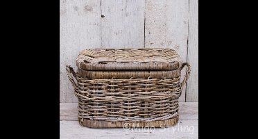 Opbergmand - Met deksel - 52x28xH26 - Riet - Rotan - kerstpakket - cadeau idee - relatie geschenk