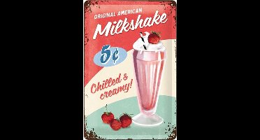 American Milkshake Metalen wandbord in reliëf 20x30 cm