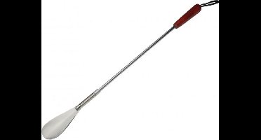 Schoentrekker | Schoenlepel | Schoenaantrekker Inox, 2-Delig met Lederen Riem en Veer.