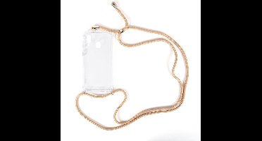 Shop4 - Geschikt voor Samsung Galaxy A70 Hoesje - Zachte Back Case met Koord Licht Bruin