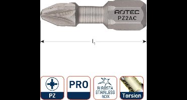 Rotec PRO Torsionbit PZ 1, L=25, C6.3, RVS (vpe 10)