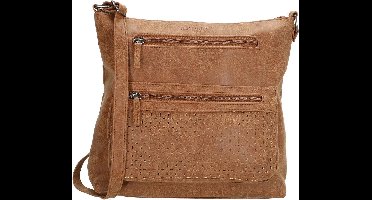 Beagles Omhang Schoudertas Middelgroot Camel Bruin met Ritsvakken